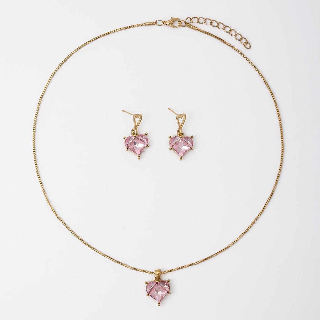Gold Plated Zircon Necklace Set - Image 2