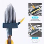 2-in-1 Floor Brush Broom with Wiper – Long Handle Scrub & Squeegee for Wet & Dry Cleaning - Image 2