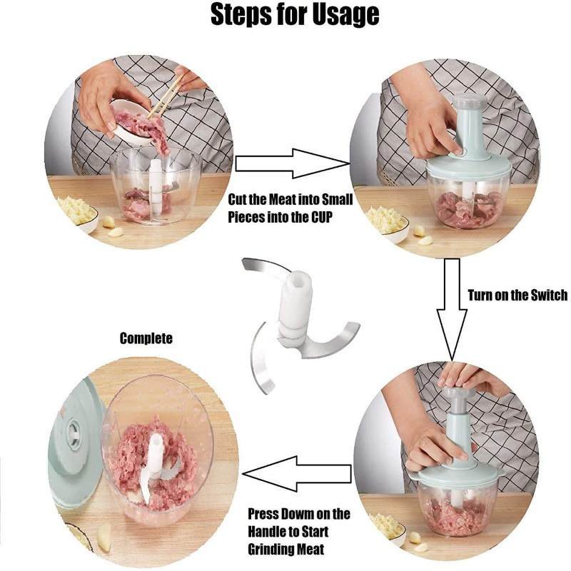 1.5L Manual Speedy Hand Press Food Chopper - Image 3