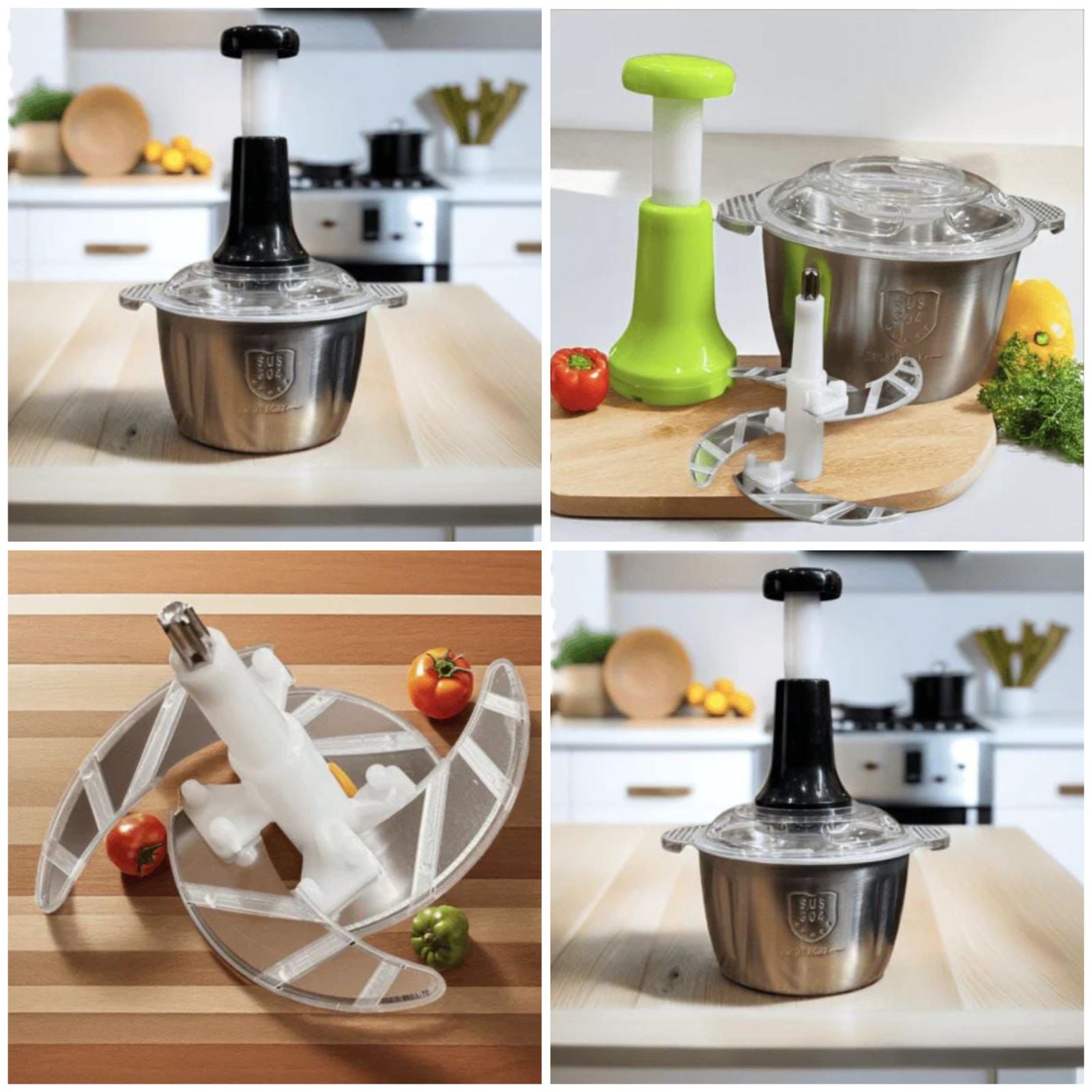 2L Multifunctional Manual Stainless Steel Push Chopper