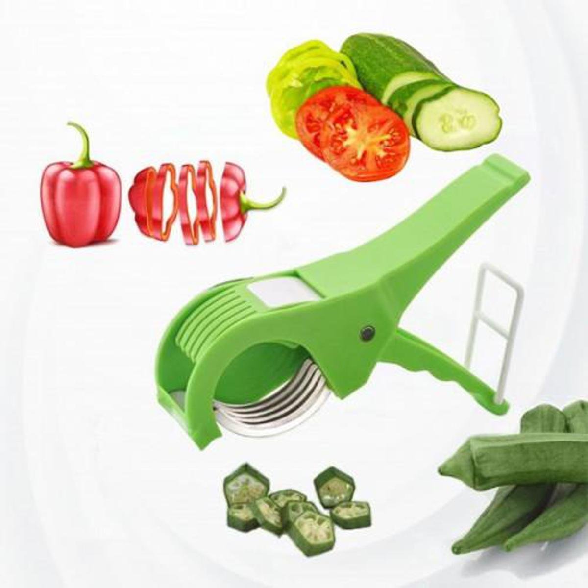 Stainless Steel Multi-Function Vegetable Cutter and Peeler – 2-in-1 Slicer with Ergonomic Handle - Image 2