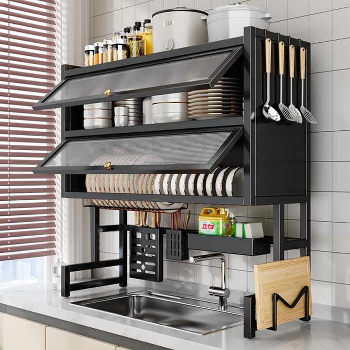 Double Layer Over-the-Sink Dish Drying Rack – Multifunctional Kitchen Storage Shelf - Image 4