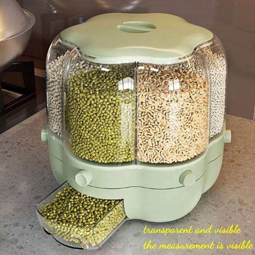 6-Grid 360Β° Rotating Grain Storage Container β One-Click Rice Dispenser (Round Design) - Image 5