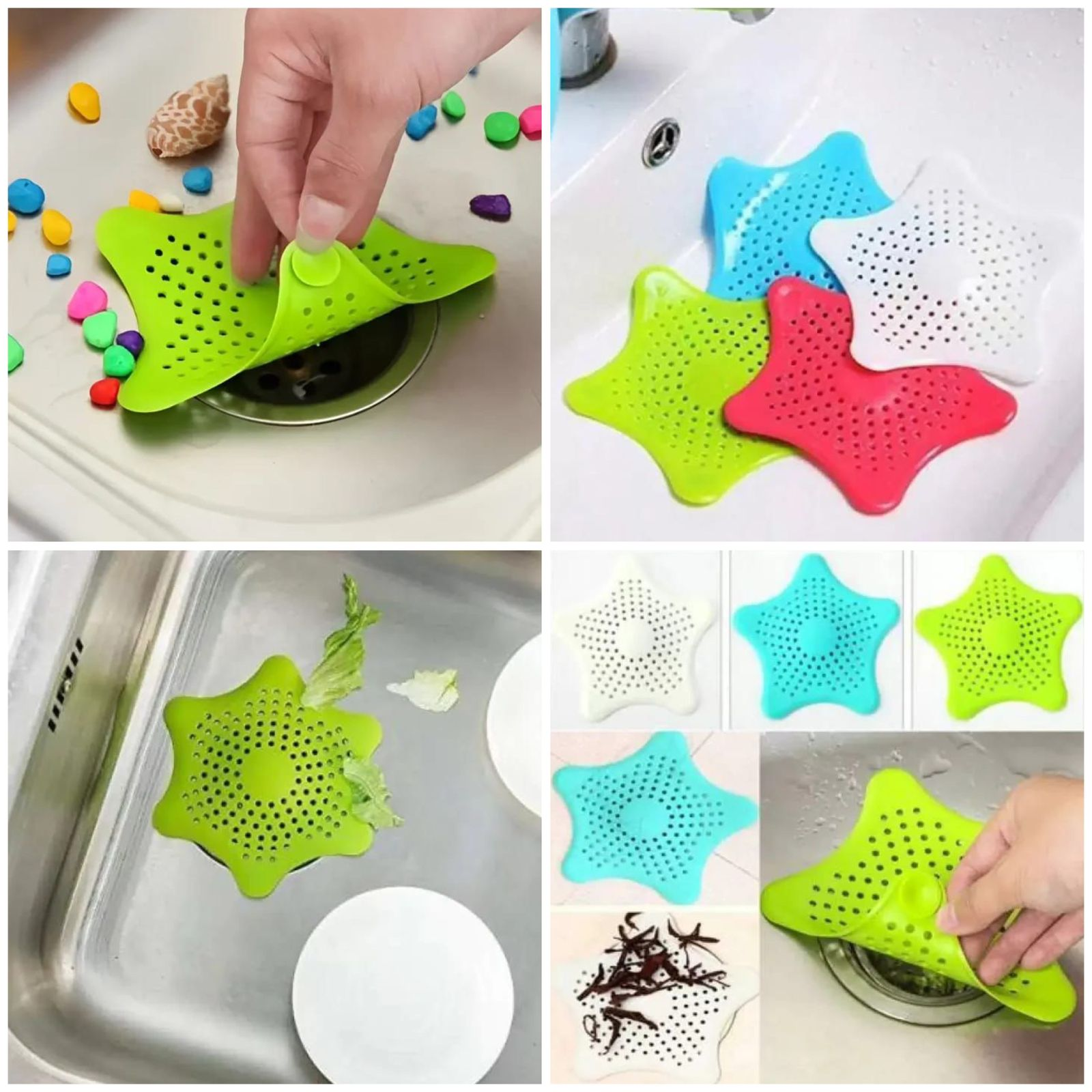 Silicone Star-Shaped Sink Strainer – Bathroom & Kitchen Hair Catcher Drain Filter