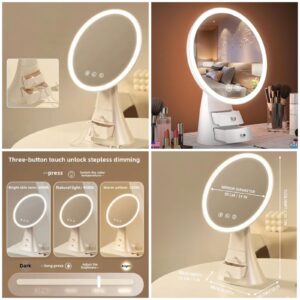 Smart Touch LED Makeup Mirror with Drawer – Illuminated Cosmetic & Jewelry Organizer