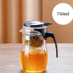 Creative 750ml Glass Tea Infuser Teapot – High Borosilicate Filter Teapot with Floating Cup & Filter Press