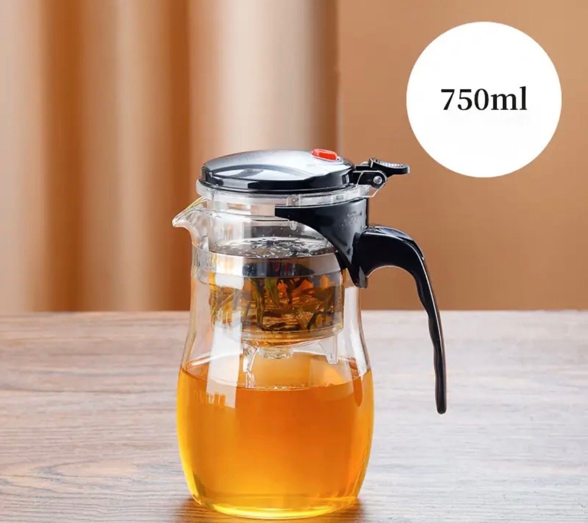 Creative 750ml Glass Tea Infuser Teapot – High Borosilicate Filter Teapot with Floating Cup & Filter Press