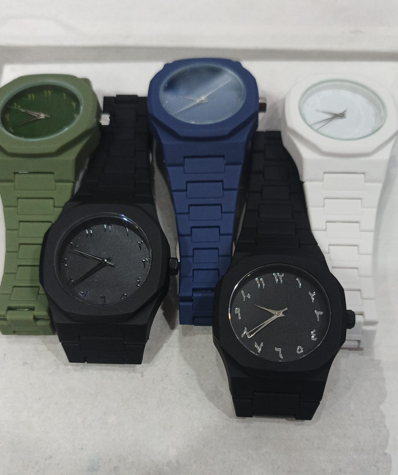 Aura Marble Arabic Watch – Luxury Unisex Fiber Strap Watch (Black & White Dial)