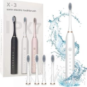 Sonic Electric Toothbrush – USB Rechargeable with 6 Cleaning Modes & 4 Brush Heads