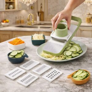 5-in-1 Multifunction Vegetable Cutter – Slice, Dice, Shred & Grate with Ease