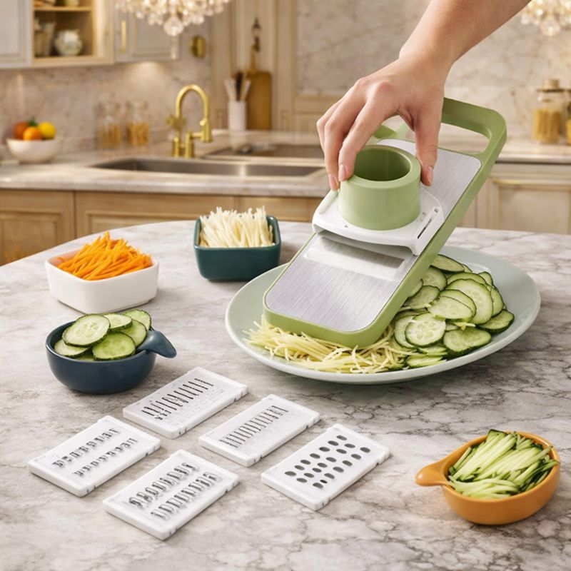 5-in-1 Multifunction Vegetable Cutter – Slice, Dice, Shred & Grate with Ease