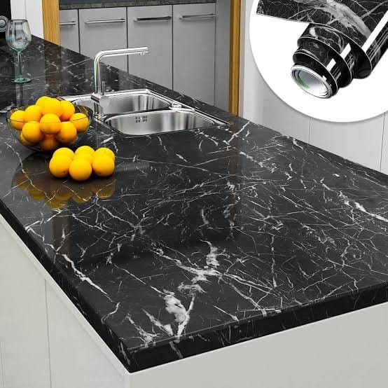 Self-Adhesive Black Marble Sheet – Kitchen & DIY Wall Covering - Image 5