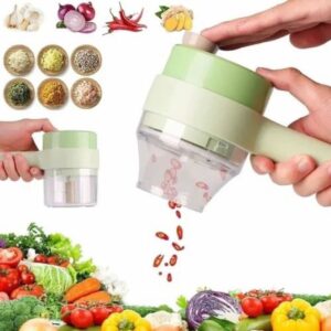 4-in-1 Handheld Electric Vegetable Cutter Set – Rechargeable Mini Food Slicer & Garlic Chopper