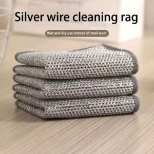 Pack of 10 Kitchen Steel Mesh Wire Dishwashing Cleaning Cloths – Heavy Duty Scrubber Pads