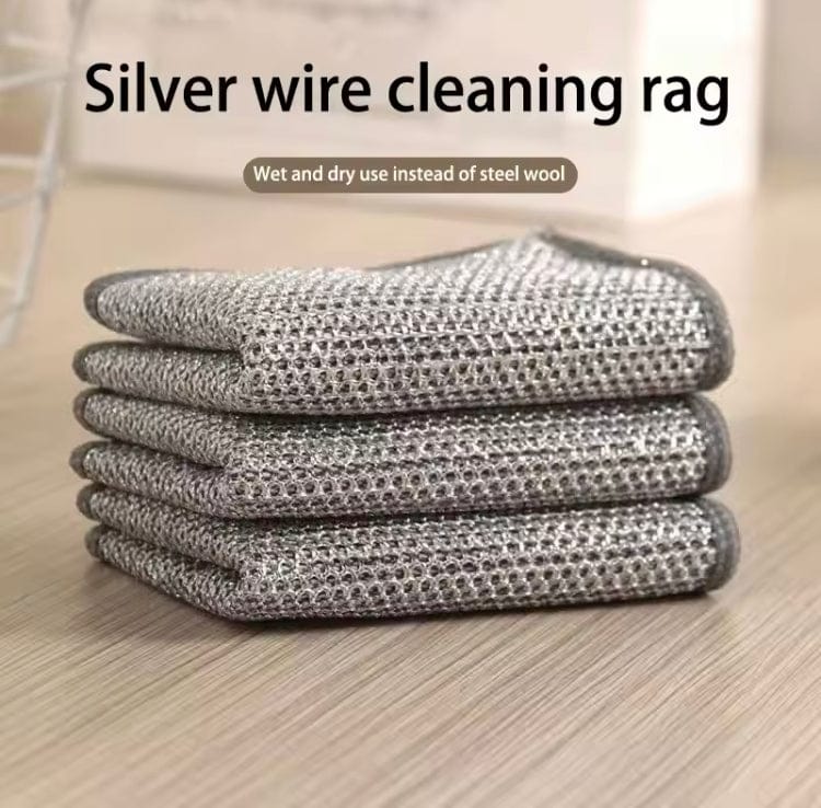 Pack of 10 Kitchen Steel Mesh Wire Dishwashing Cleaning Cloths – Heavy Duty Scrubber Pads