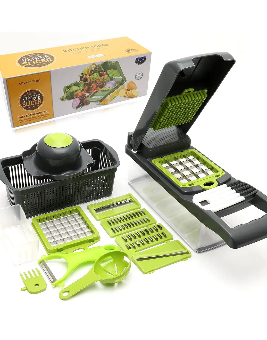 16-in-1 Multifunctional Vegetable Slicer Cutter with Basket – All-in-One Kitchen Chopper and Grater - Image 3