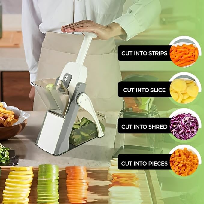 Saker 5-in-1 Adjustable Safe Mandoline Vegetable Slicer – Thickness Control 0.1–8mm (Green) - Image 6