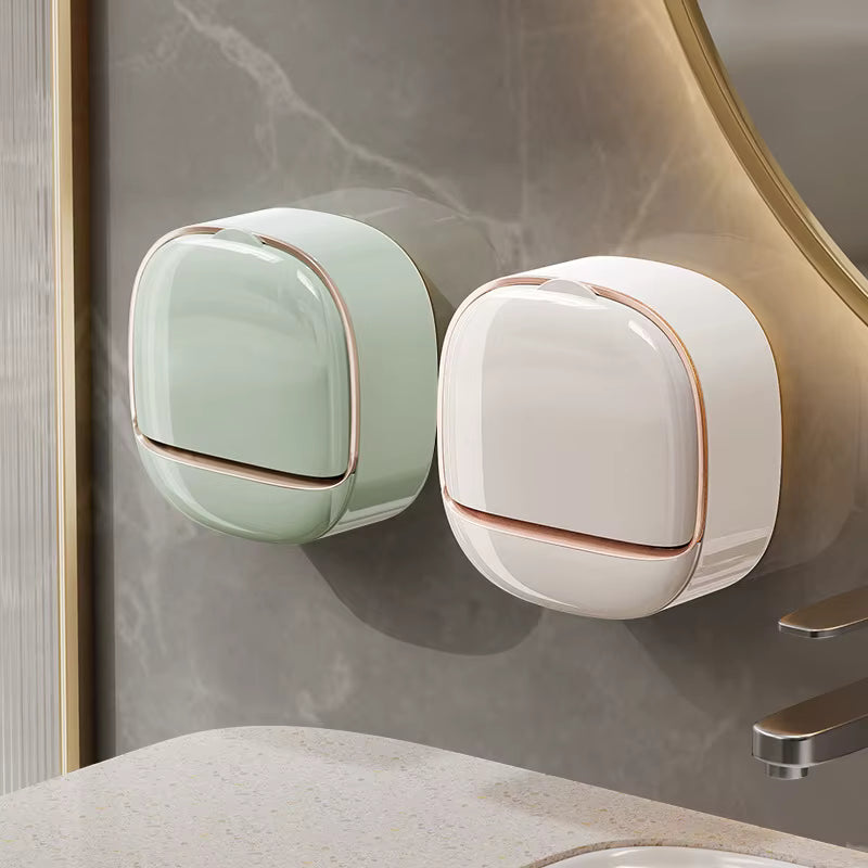 Luxury Wall-Mounted Soap Holder with Drain Tray – Multi-Functional Adhesive Soap Box - Image 2