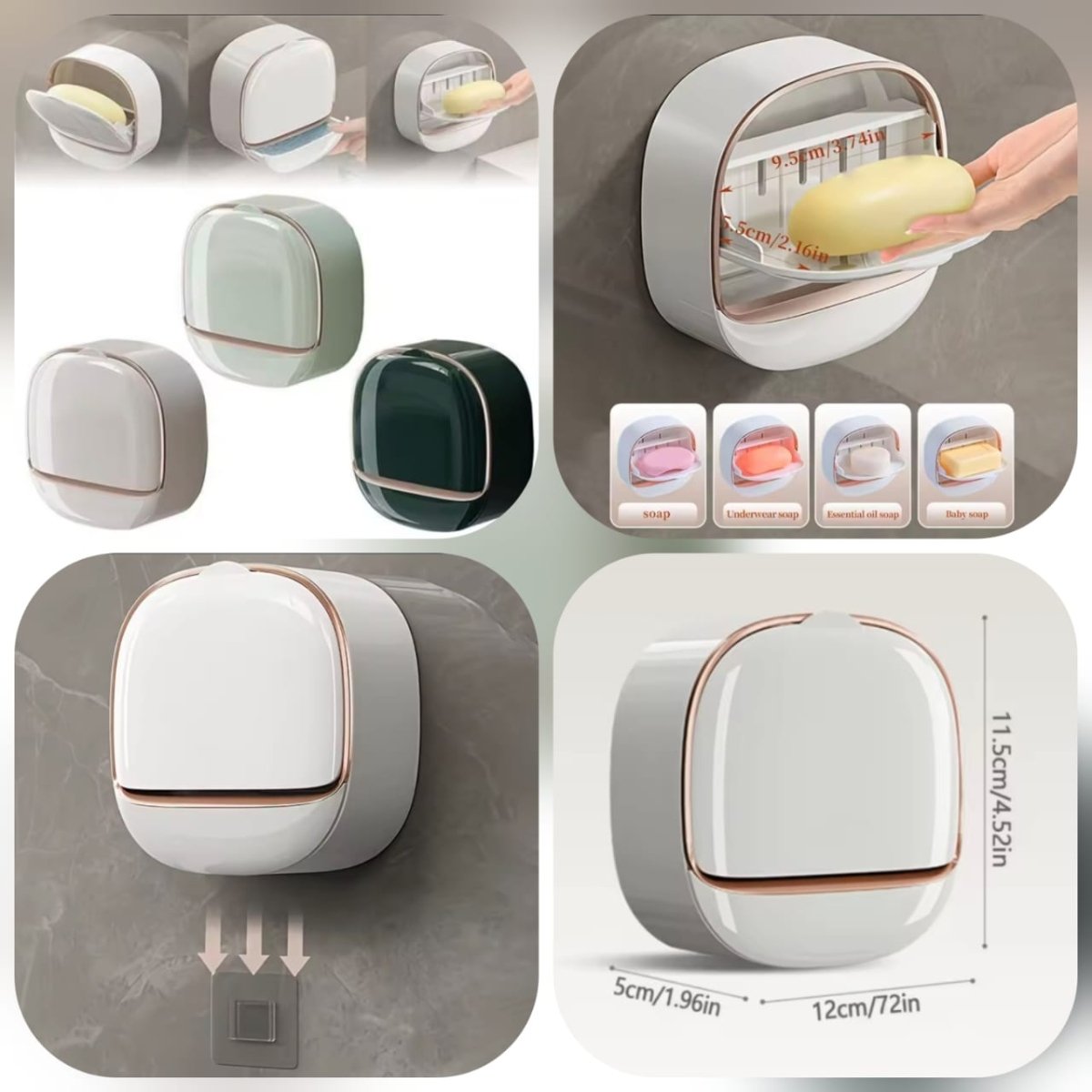Luxury Wall-Mounted Soap Holder with Drain Tray – Multi-Functional Adhesive Soap Box - Image 6