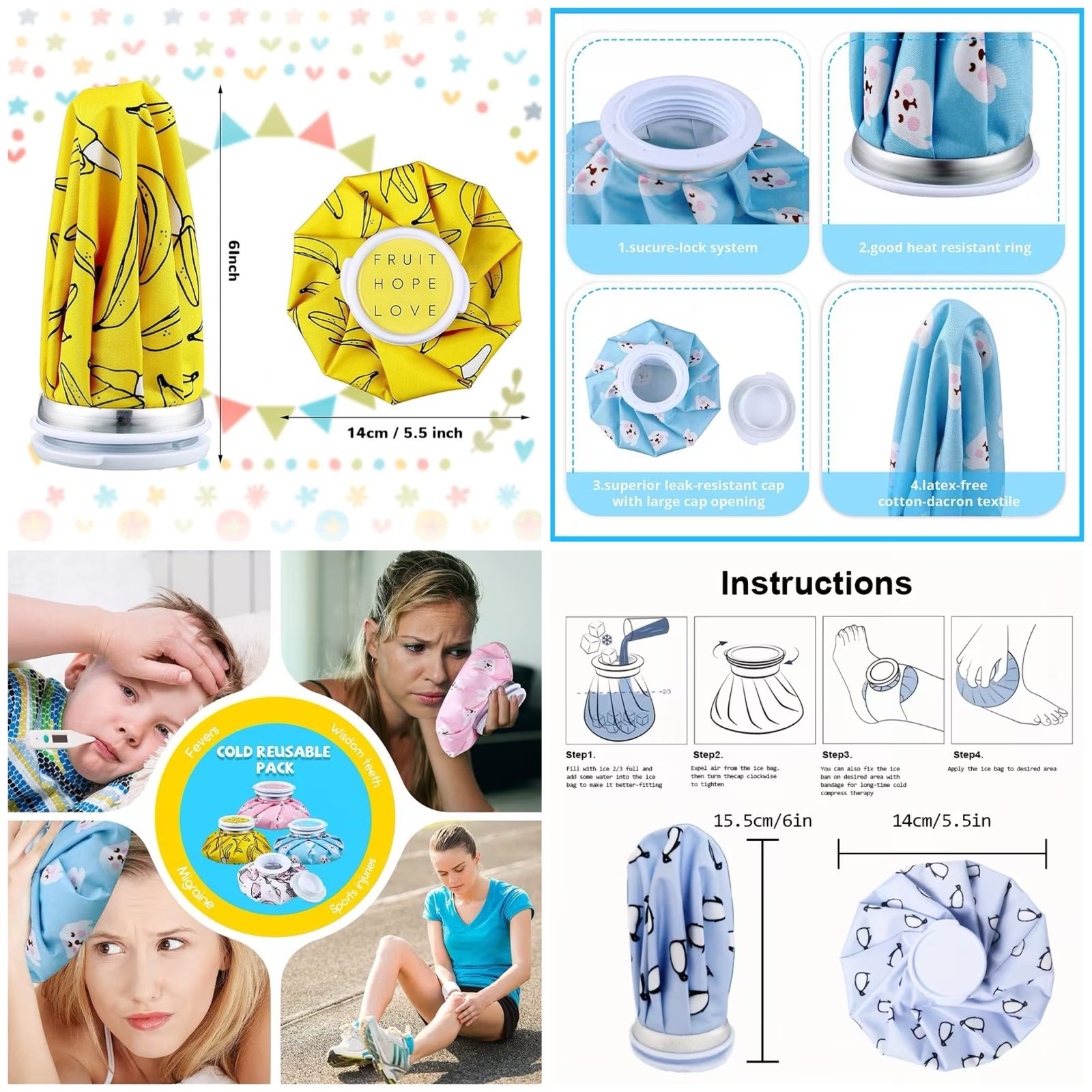 Reusable Ice Bag Therapy – Cold & Hot Compress for Pain Relief and Sports Injuries