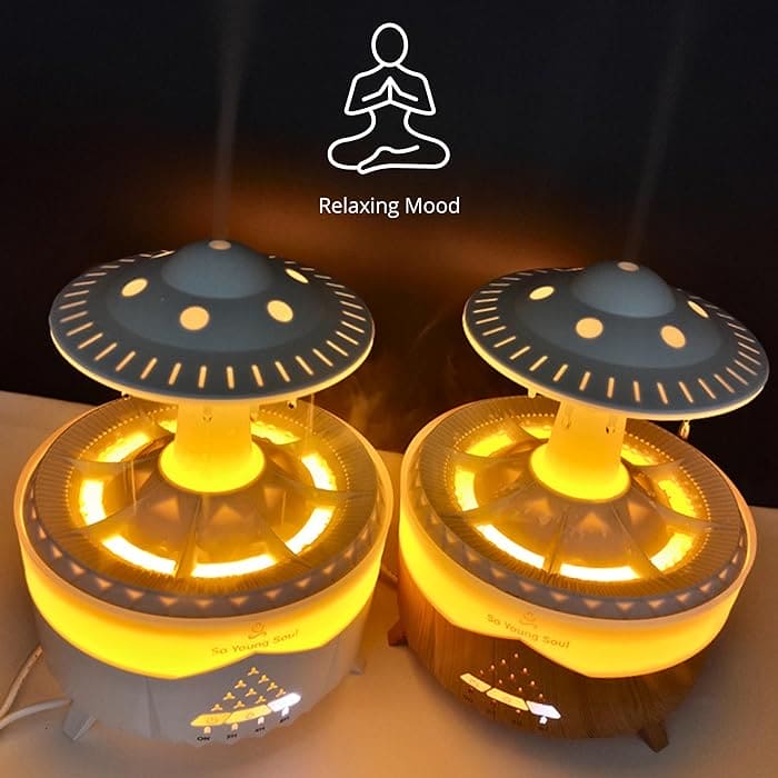 UFO Air Humidifier with Raindrop Color-Changing Lights – Portable Room Humidifier - Image 6