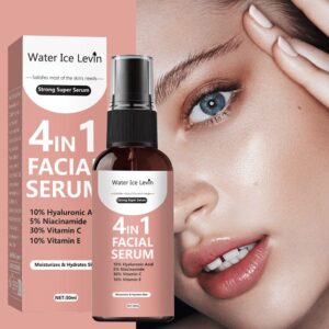 Water Ice Levin 4-in-1 Facial Serum – Hyaluronic Acid, Niacinamide, Vitamin C & E | Hydrating, Brightening & Anti-Aging Korean Skincare – 30ml