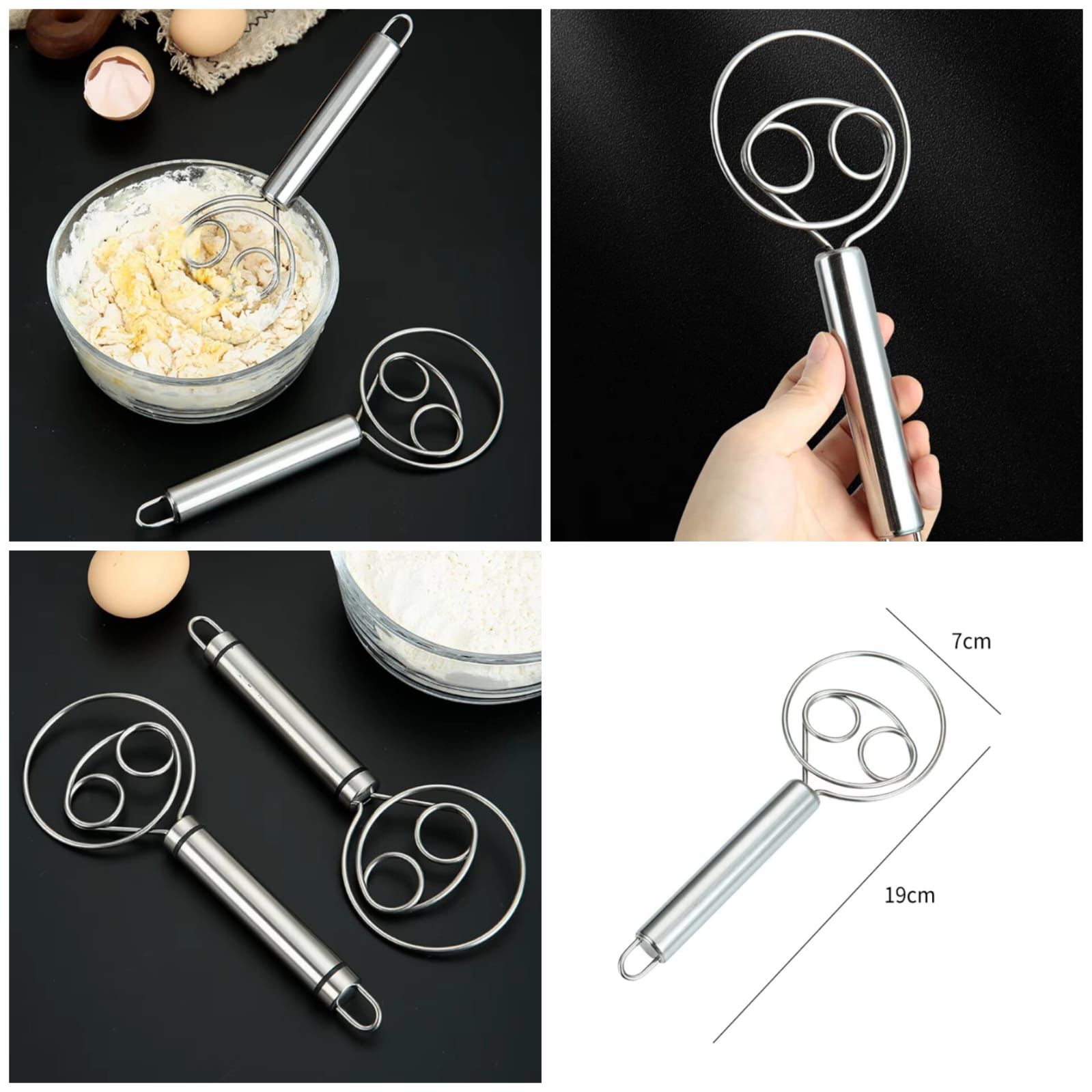 BEATER STEEL Manual Hand Whisk Mixer – Stainless Steel Egg Beater for Baking & Cooking (Small, Medium & Large Sizes)