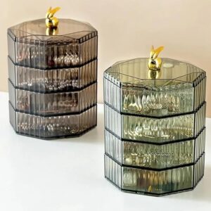 4-Layer Luxury Rotating Jewelry and Makeup Organizer Box – Transparent Acrylic Storage for Rings, Earrings, Bracelets and Cosmetics