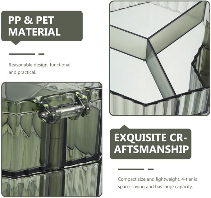 ELEFOCUS 360° Transparent Rotating Jewelry Organizer – 4-Layer Acrylic Storage Box with Mirror & Handle (Green) - Image 3