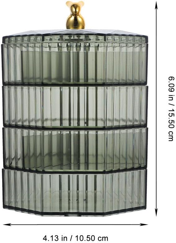 ELEFOCUS 360° Transparent Rotating Jewelry Organizer – 4-Layer Acrylic Storage Box with Mirror & Handle (Green) - Image 6