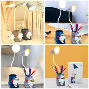 LED Desk Lamp with Penholder, Dual Light, Touch Control