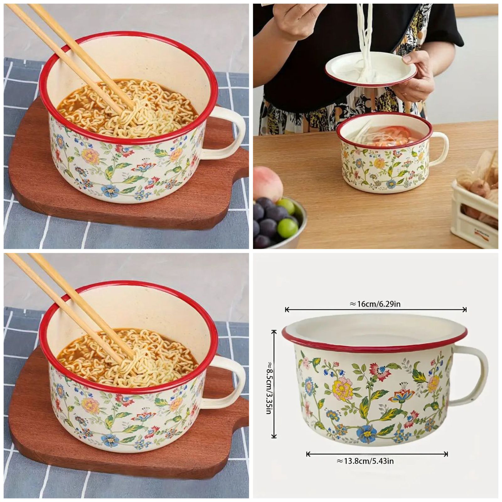 Multifunctional Ceramic Seasoning & Soup Bowl with Lid – Flower Design