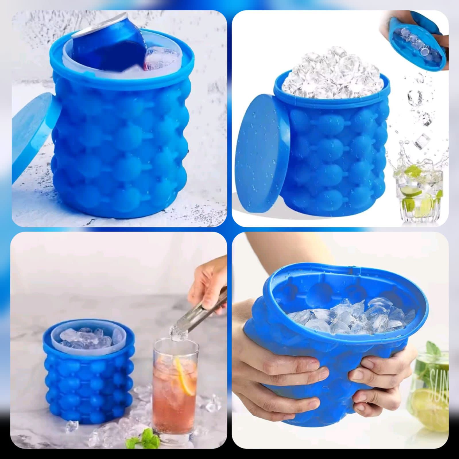 2-in-1 Silicone Ice Bucket & Ice Cube Genie – Quick Freeze Portable Ice Maker