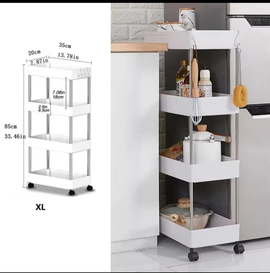 4-Layer Rolling Utility Cart – Mobile Kitchen & Bathroom Storage Rack