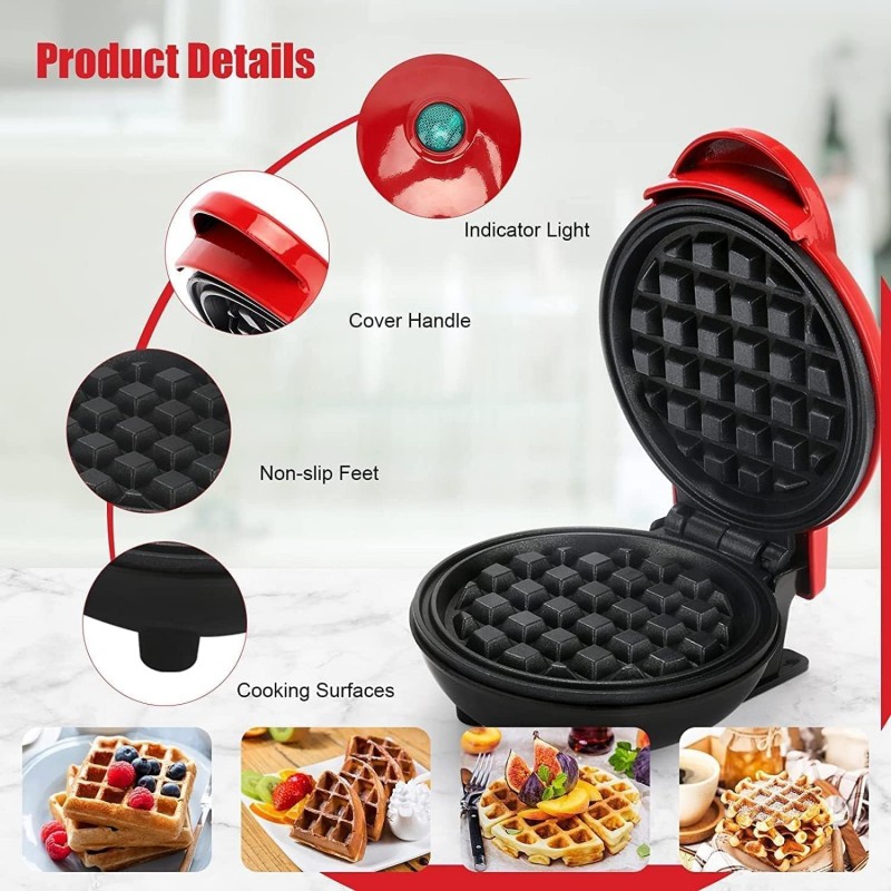 Mini Waffle and Cone Maker – Electric Non-Stick Breakfast Machine