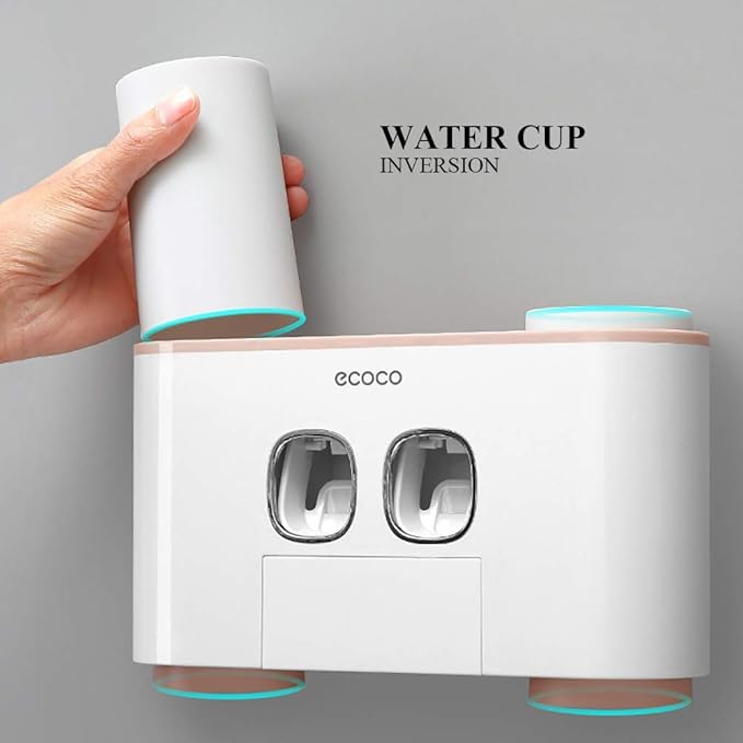 Ecoco Wall-Mounted Automatic Toothpaste Dispenser and Toothbrush Holder – Bathroom Organizer Set - Image 5