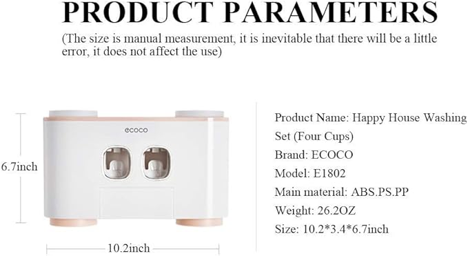 Ecoco Wall-Mounted Automatic Toothpaste Dispenser and Toothbrush Holder – Bathroom Organizer Set - Image 4