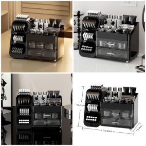 Hokku Designs Makeup Organizer with Drawers – Elegant Vanity Cosmetic Storage Case (White)