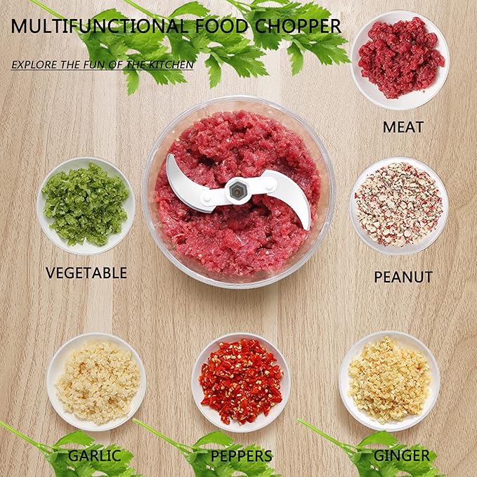 1000ML Manual Food Processor – Hand Pull Vegetable & Onion Chopper with Stainless Steel Blades - Image 5