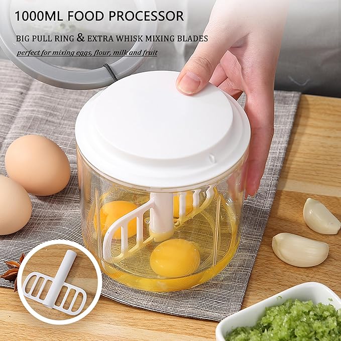 Manual 1000ml Vegetable and Garlic Chopper – Hand-Pull Food Processor for Onions, Herbs, and More - Image 6