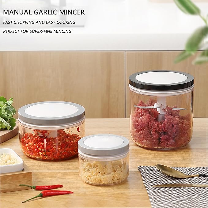1000ML Manual Food Processor – Hand Pull Vegetable & Onion Chopper with Stainless Steel Blades - Image 4