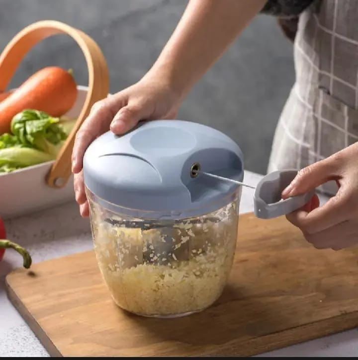 500ML / 900ML Manual Hand-Pull Food Chopper – Multipurpose Meat Mincer, Garlic Crusher & Vegetable Cutter