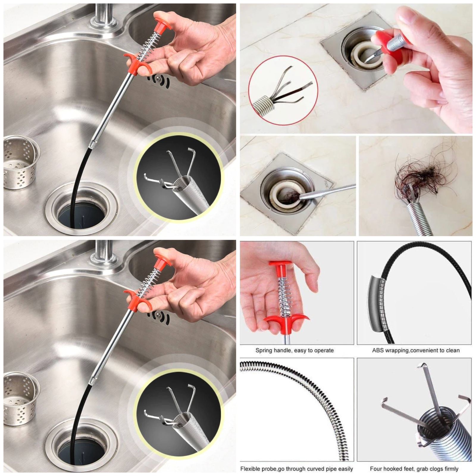 Flexible Stainless Steel Sink Wire Cleaning Hook – 90cm Drain Clog Remover - Image 2