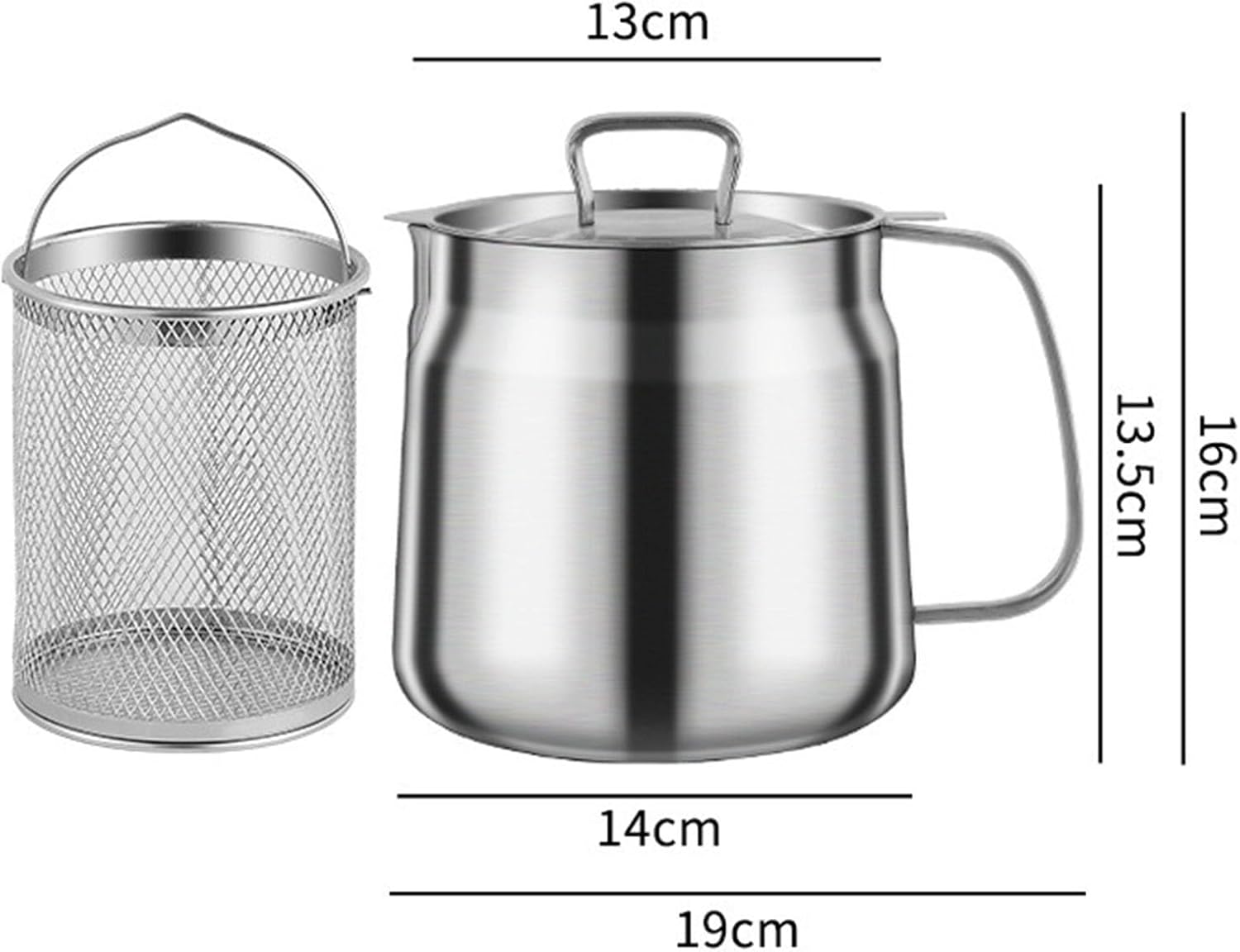 Stainless Steel Oil Filter Pot with Strainer – 304 Kitchen Oil Fryer & Storage Vessel (1.5L) - Image 6