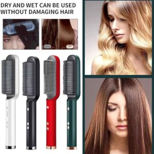 2-In-1 Hair Straightener Brush & Curling Comb