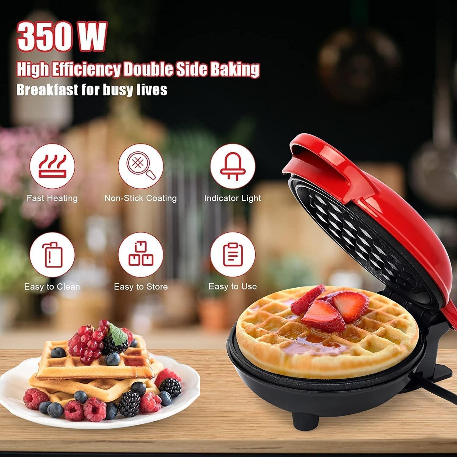 Mini Waffle and Cone Maker – Electric Non-Stick Breakfast Machine - Image 5