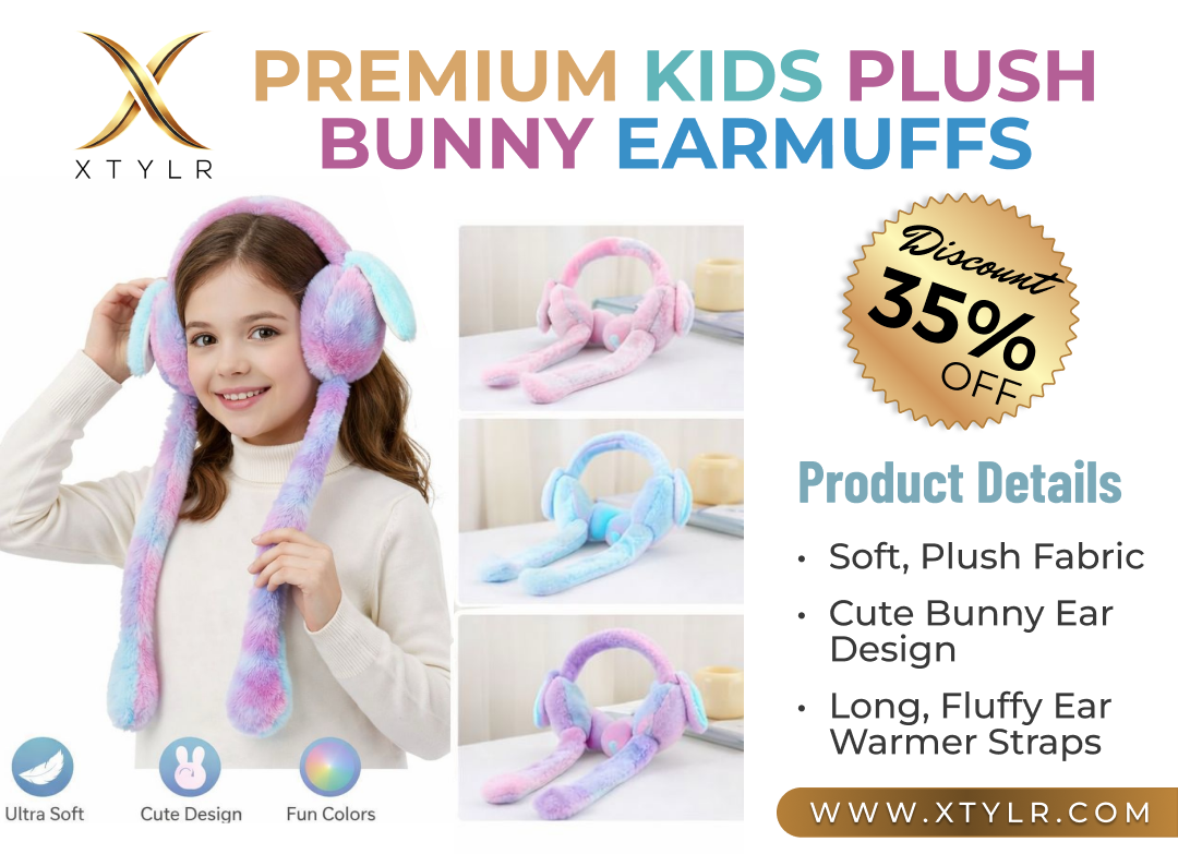 Soft Plush Rabbit Ear Warmers for Kids & Adults (Multicolor)