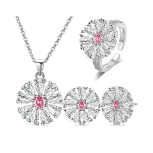 High Quality Silver Plated Crystal Necklace Set