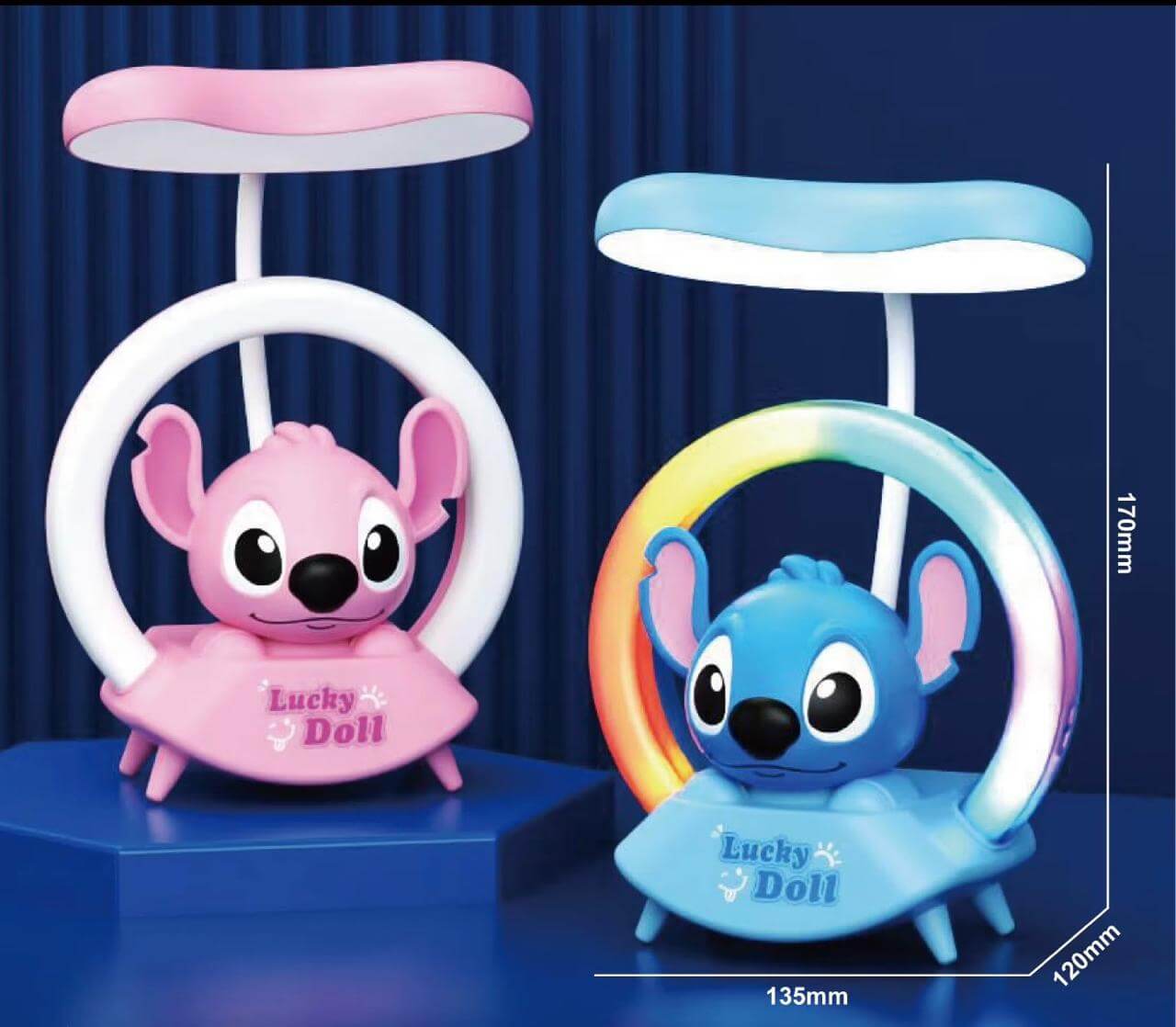 Stitch Anime LED Night Lamp – Cartoon Light with Rainbow Color Shades, Wireless & Rechargeable