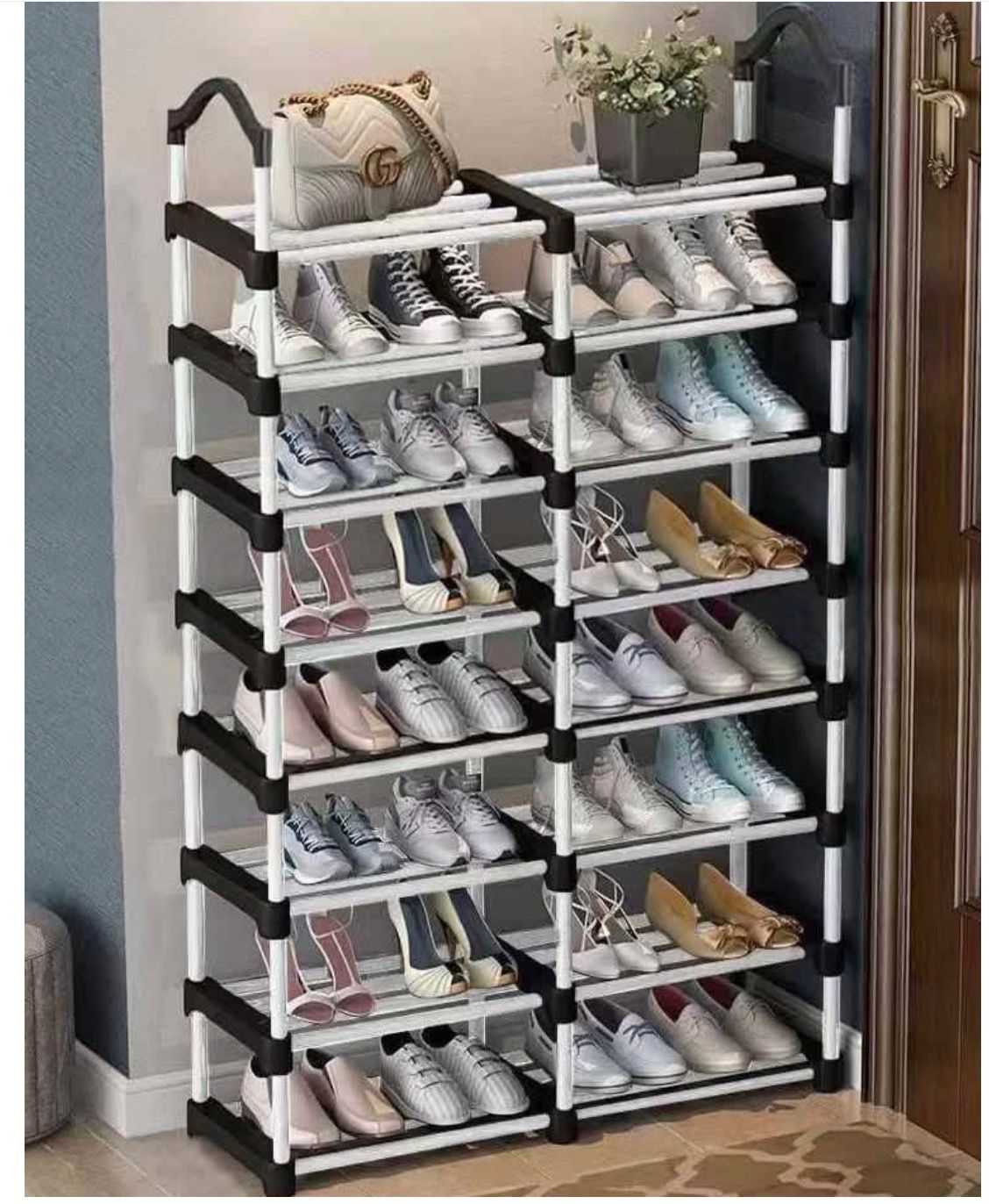 8-Layer Double-Sided Shoe Rack – Space Saving Multi-Tier Shoe Organizer for Home